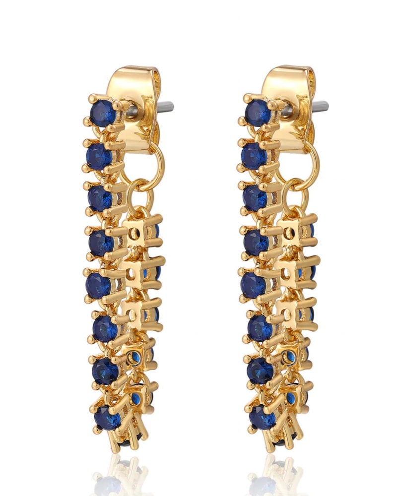 Front of a size O/S Ballier Chain Studs in Blue Sapphire Gold in Blue Sapphire Gold by LUV AJ. | dia_product_style_image_id:330435